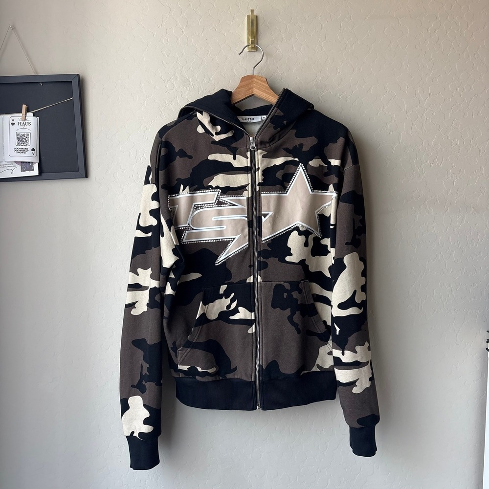 Trapstar London Camo Full Zip Camo Full Zip‎ Hoodie Brown Black Size XS